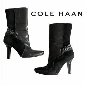 Cole Haan Market Short Boot black leather suede 7